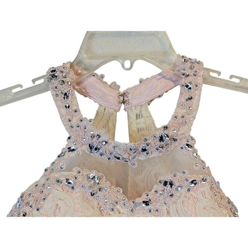 Cinderella Couture Girl size 14 Blush Pink Lace Rhinestone Formal Pageant Glam - Picture 4 of 16